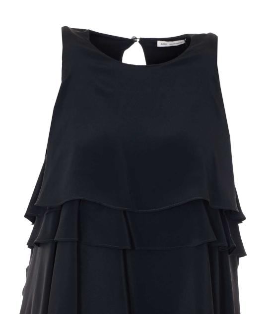  아미 롱 원피스 알렉상드르 마티우시 러플 롱 드레스 블랙 - AMI