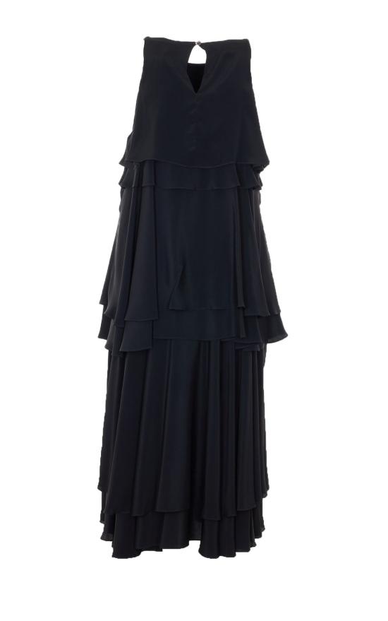  아미 롱 원피스 알렉상드르 마티우시 러플 롱 드레스 블랙 - AMI