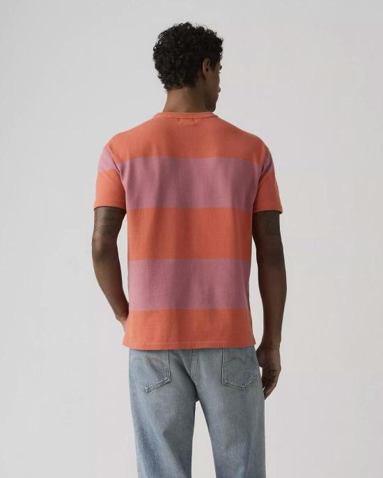  리바이스 반팔 티셔츠 빈티지 의류 1960년대 캐주얼 티셔츠 진저 스트라이프 - LEVI'S