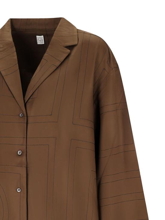  토템 블라우스 플란넬 파자마 상의 브라운 - TOTEME