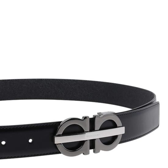  살바토레 페라가모 가죽 벨트 페라가모 양면 조절 가능 간치니  블랙 - SALVATORE FERRAGAMO