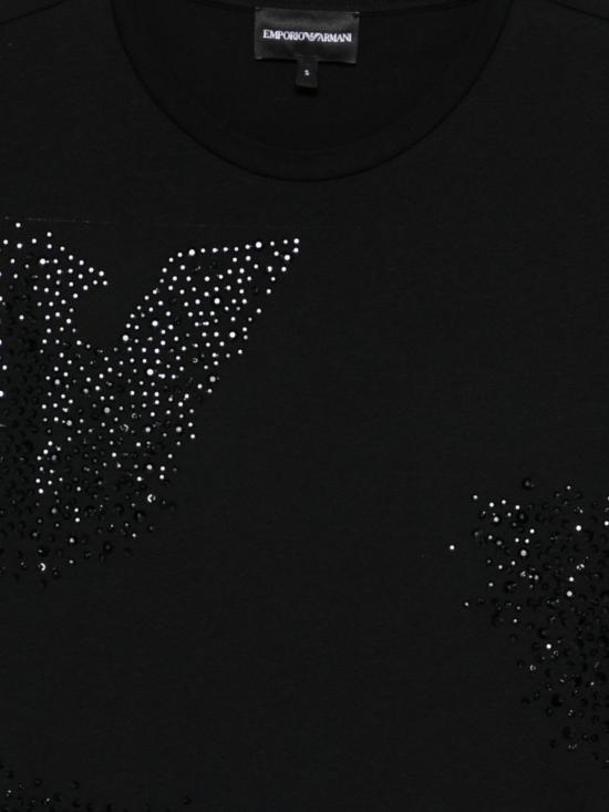  엠포리오 아르마니 반팔 티셔츠 로고 코튼 티셔츠 블랙 - EMPORIO ARMANI