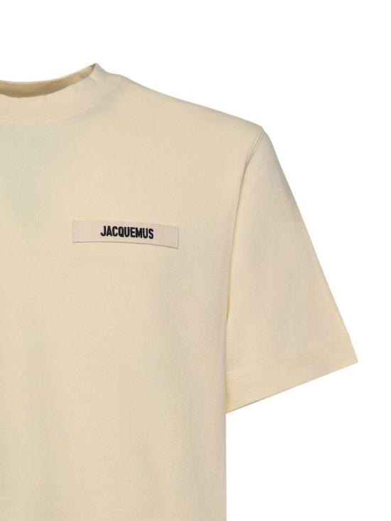  자크뮈스 반팔 티셔츠 로고 코튼 티셔츠 베이지 - JACQUEMUS