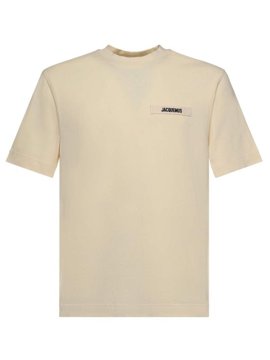  자크뮈스 반팔 티셔츠 로고 코튼 티셔츠 베이지