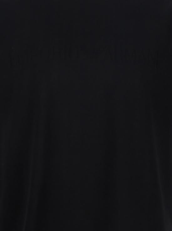  엠포리오 아르마니 반팔 티셔츠 스트레치 크루넥 코튼 자카드 로고 티셔츠 블랙 - EMPORIO ARMANI