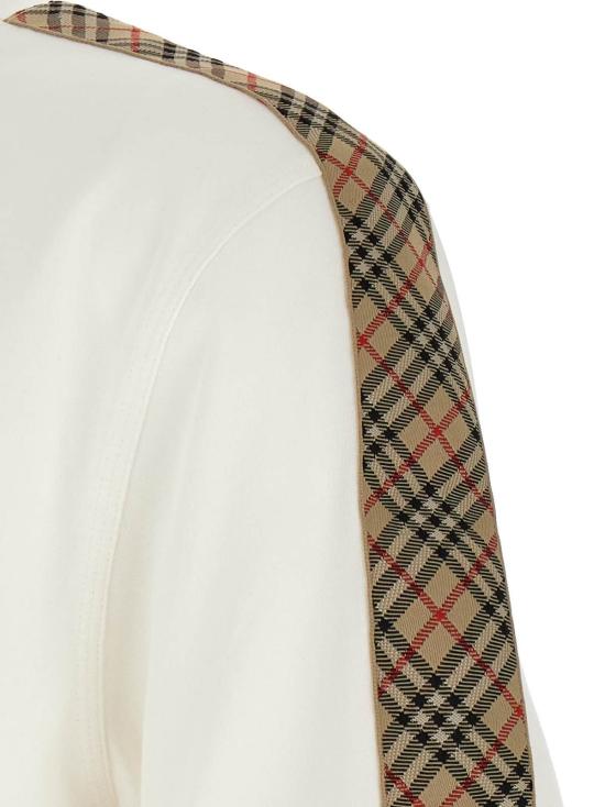  버버리 반팔 티셔츠 체크 테이프 티셔츠 화이트 - BURBERRY