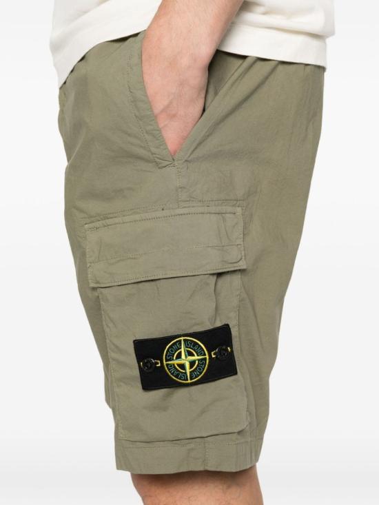  스톤 아일랜드 치노 팬츠 코튼 카고 반바지 (녹색) - STONE ISLAND