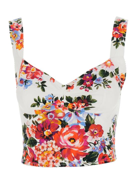 26SS 돌체앤가바나 플라워 부케 프린트 코튼 뷔스티에 탑 F7BB1THS5UUHA5ZO Multicolor