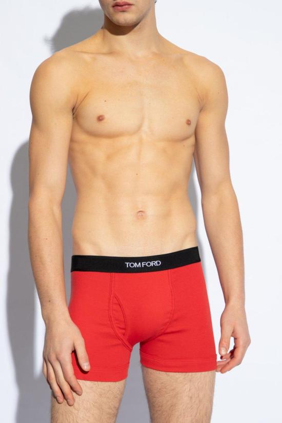  톰포드 팬티 톰 포드 로고 허리밴드 복서 팬티 (레드) - TOMFORD