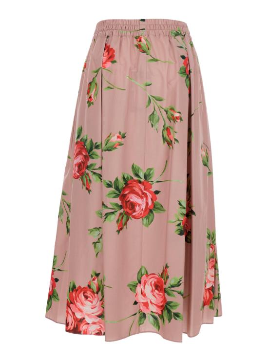 26SS 돌체앤가바나 로즈 부케 프린트 미디 스커트 F4DC7THS5UTHF5ZN Pink - DOLCE & GABBANA