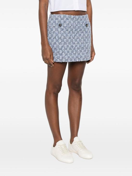  구찌 숏 스커트 GG 트위드 미니 스커트 클리어 블루 - GUCCI