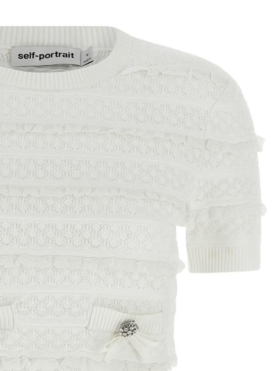  셀프 포트레이트 블라우스 포인트엘 니트 탑 화이트 - SELF PORTRAIT