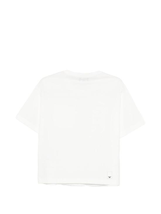  엠포리오 아르마니 반팔 티셔츠 로고 코튼 티셔츠 화이트 - EMPORIO ARMANI