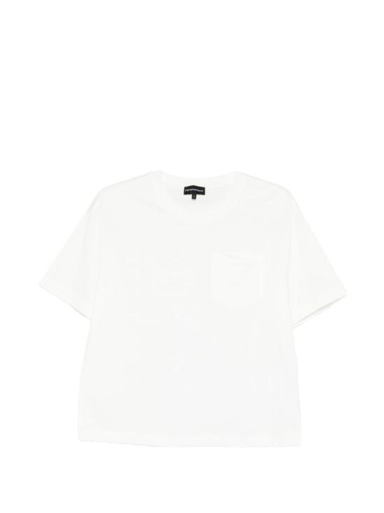  엠포리오 아르마니 반팔 티셔츠 로고 코튼 티셔츠 화이트