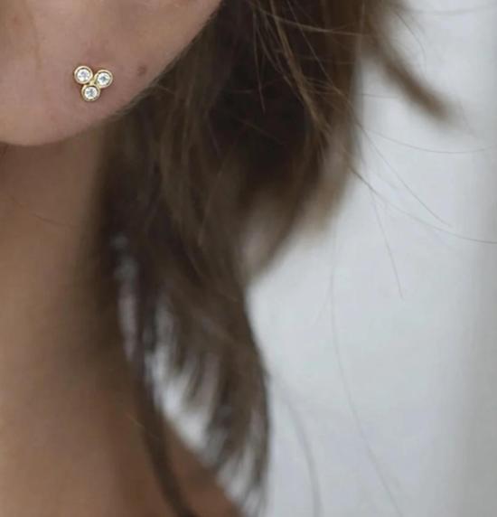  스튜디오 미니말레 이어링 스튜디오 미니멀 트리니티 다이아몬드 스터드 귀걸이 14k 골드 - STUDIO MINIMALE