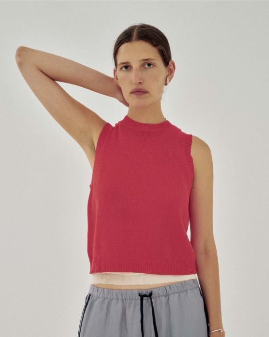  사야카 다비스 뉴욕 민소매 티셔츠 사야카 데이비스 뉴욕 테이프 얀 니트 탱크탑