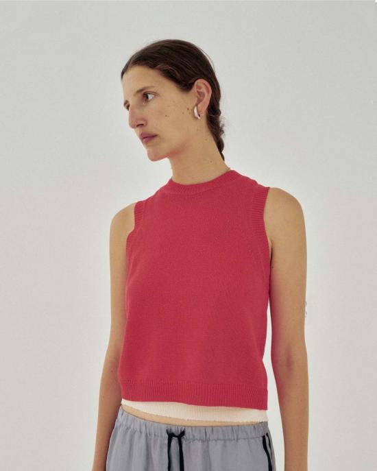  사야카 다비스 뉴욕 민소매 티셔츠 사야카 데이비스 뉴욕 테이프 얀 니트 탱크탑 - SAYAKA DAVIS NEW YORK