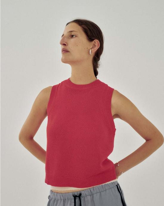  사야카 다비스 뉴욕 민소매 티셔츠 사야카 데이비스 뉴욕 테이프 얀 니트 탱크탑 - SAYAKA DAVIS NEW YORK