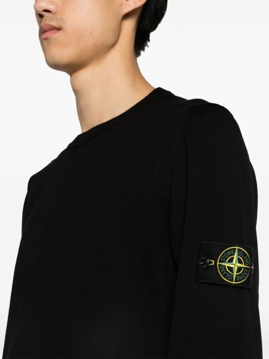  스톤 아일랜드 스웨터 코튼 크루넥  블랙 - STONE ISLAND