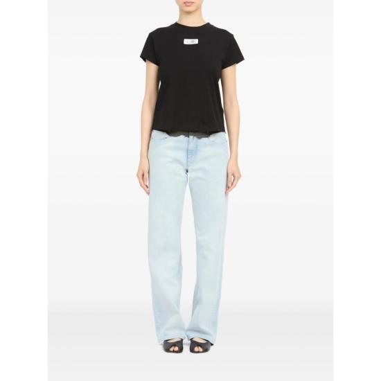  MM6 메종마르지엘라 반팔 티셔츠 Mm6 메종 마르지엘라 티셔츠 블랙 - MM6 MAISON MARGIELA