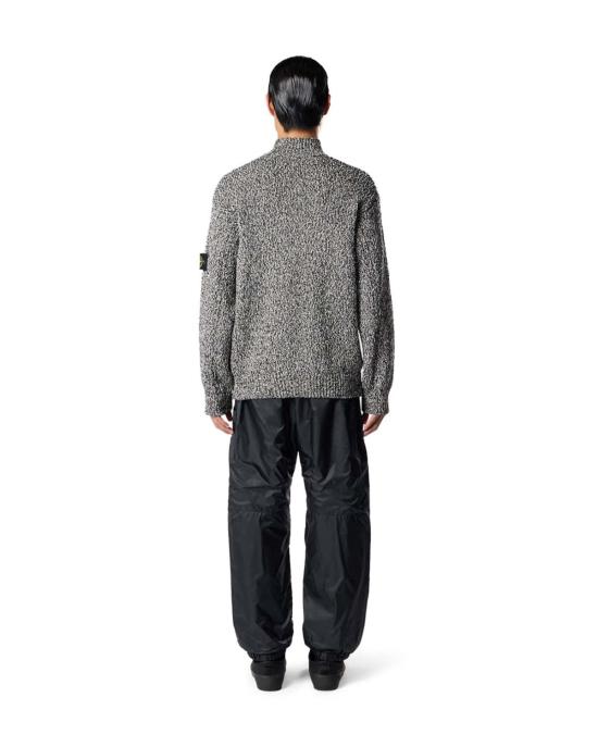  스톤 아일랜드 스웨터 스페클드 코튼 하프 집업  블랙 멜란지 - STONE ISLAND