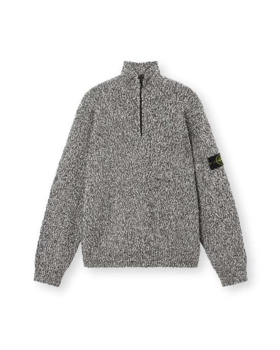  스톤 아일랜드 스웨터 스페클드 코튼 하프 집업  블랙 멜란지