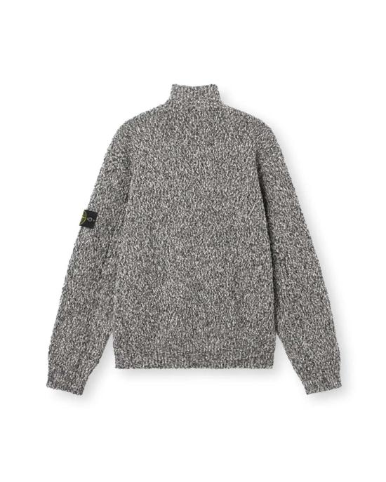  스톤 아일랜드 스웨터 스페클드 코튼 하프 집업  블랙 멜란지 - STONE ISLAND