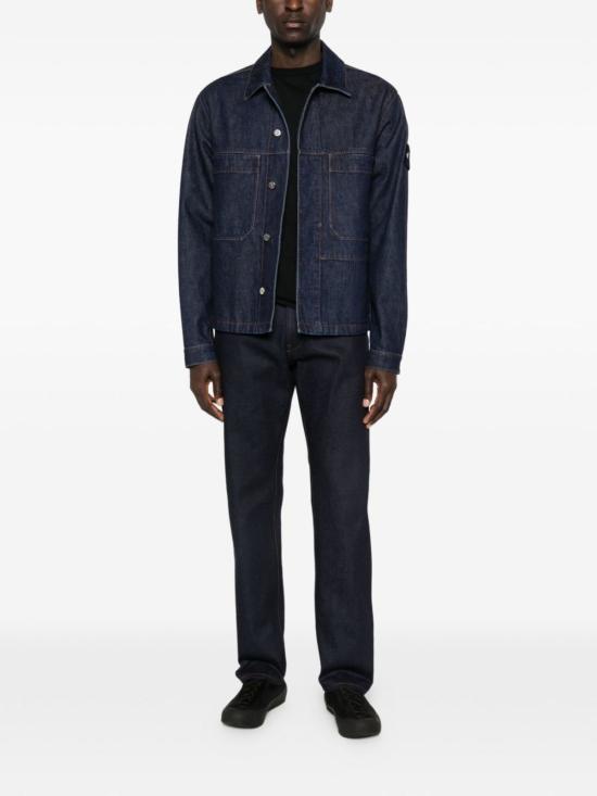  스톤 아일랜드 데님 자켓 데님 코튼 재킷 블루 - STONE ISLAND