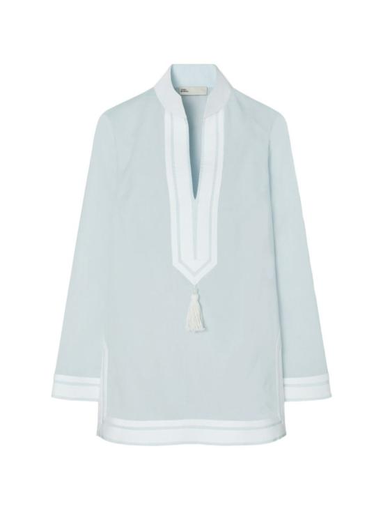  토리버치 튜닉 코튼  탑 블루