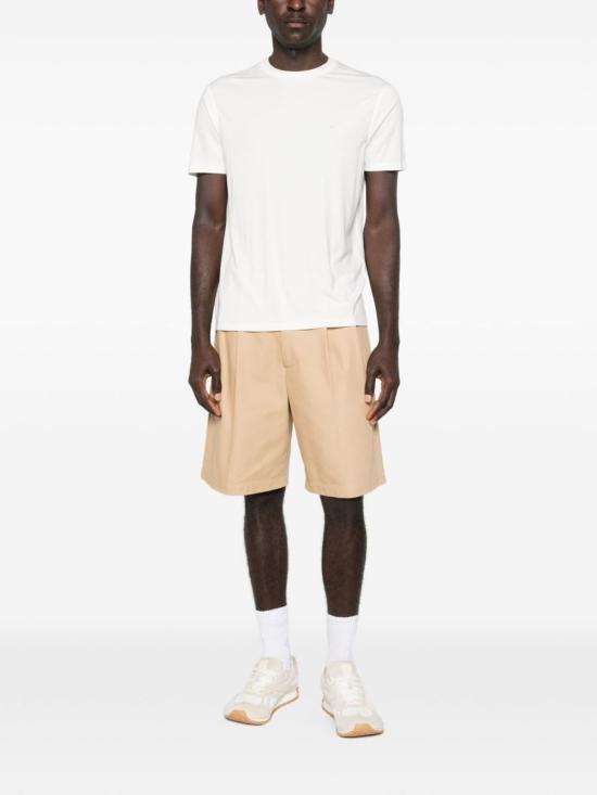  엠포리오 아르마니 반팔 티셔츠 모달 및 실크 혼방 티셔츠 화이트 - EMPORIO ARMANI