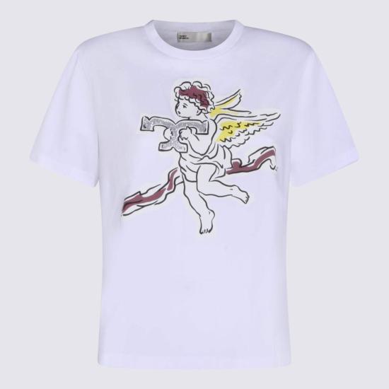  토리버치 반팔 티셔츠 화이트 코튼 티셔츠