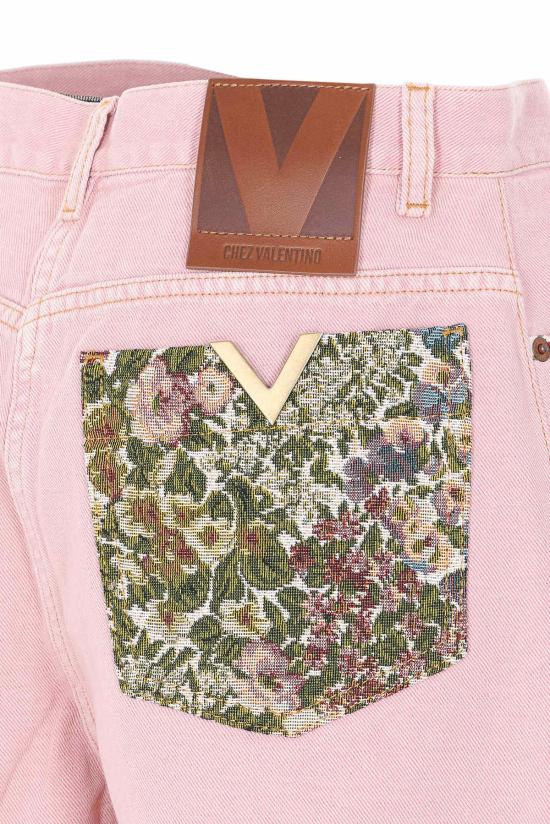  발렌티노 가라바니 데님 숏팬츠 Valentino Garavani 데님 반바지 핑크 - VALENTINO GARAVANI