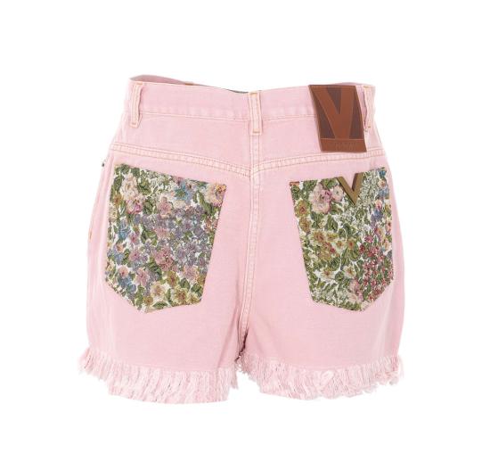  발렌티노 가라바니 데님 숏팬츠 Valentino Garavani 데님 반바지 핑크 - VALENTINO GARAVANI