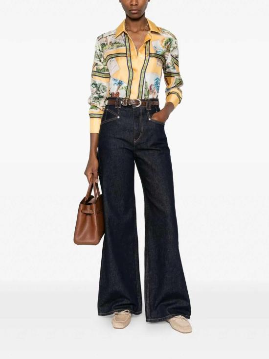 26SS 구찌 프린트 실크 트윌 셔츠 856090ZAUK67313 Yellow - GUCCI