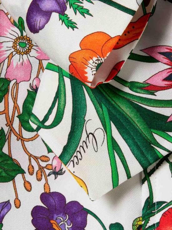 26SS 구찌 넥 보우 디테일 플로라 프린트 실크 트윌 셔츠 865715ZAUU89413 Multicolour - GUCCI