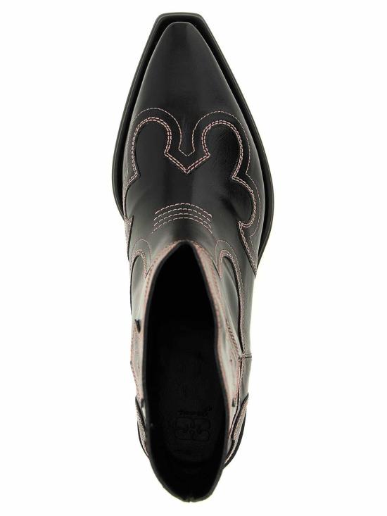 26SS 가니 로우 샤프트 임브로이더드 웨스턴 부츠 B1010028475 Black - GANNI