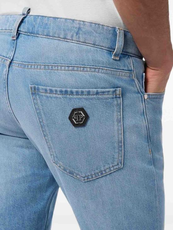 26SS 필립 플레인 스트레이트 팬츠 SAFCMDT4353PDE004N07MY Blue - PHILIPP PLEIN