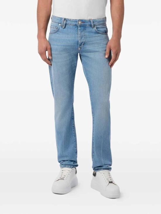 26SS 필립 플레인 스트레이트 팬츠 SAFCMDT4353PDE004N07MY Blue - PHILIPP PLEIN