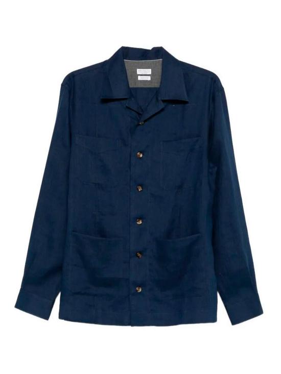 26SS 브루넬로 쿠치넬리 긴팔 셔츠 MM6840648C011 Dark Blue