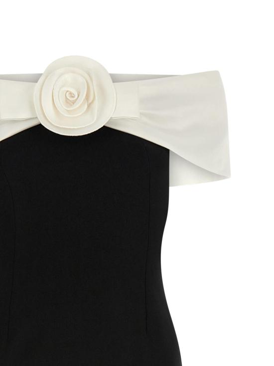  셀프 포트레이트 롱 원피스 크레이프 플라워 맥시 드레스 화이트/블랙 - SELF PORTRAIT