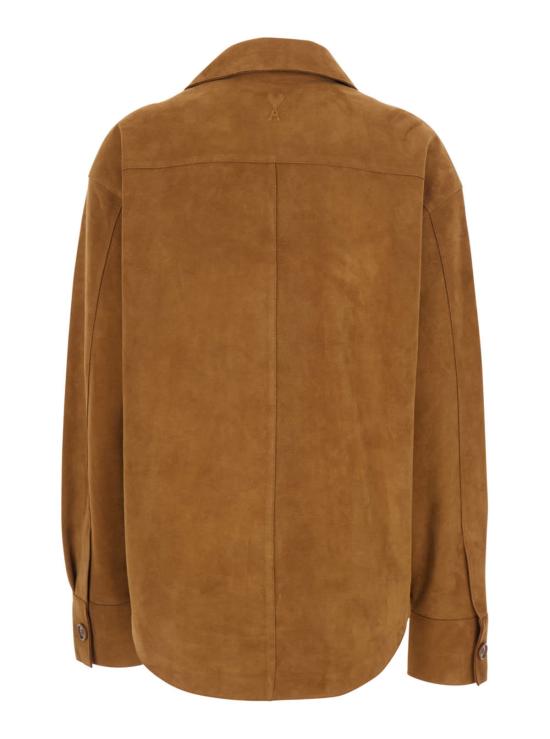  아미 자켓 알렉상드르 마티우시 스프레드 칼라 스웨이드 재킷 브라운 - AMI