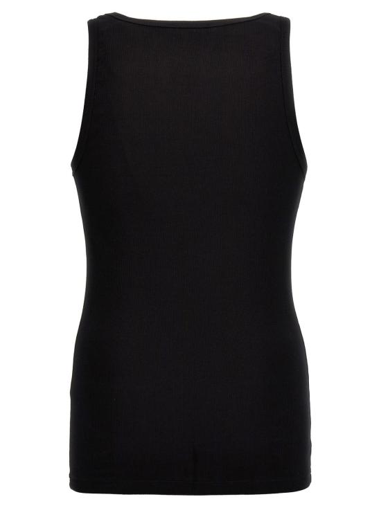  베르사체 민소매 티셔츠 로고 자수 탱크탑 블랙 - VERSACE