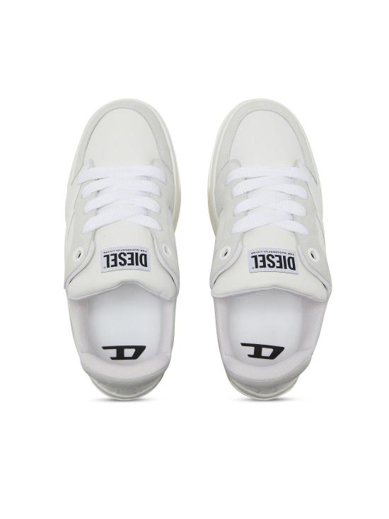 26SS 디젤 D-Ollie 디스트레스드 스니커즈 레더 스웨이드 Y03796P7625 T1002 BRGHTWHITE - DIESEL