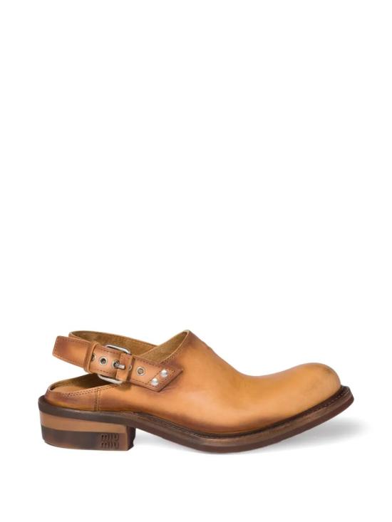 26SS 미우미우 풀 가죽 뮬 5R667EFA045 5OD F0054 CUOIO