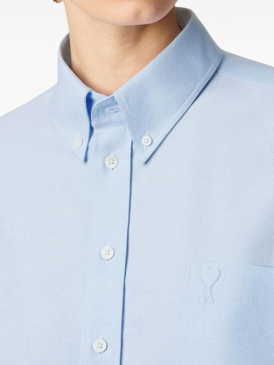 26SS 아미 톤온톤 하트 로고 크롭 오버사이즈 셔츠 FSH770CO0031450 SKY BLUE DOM - AMI