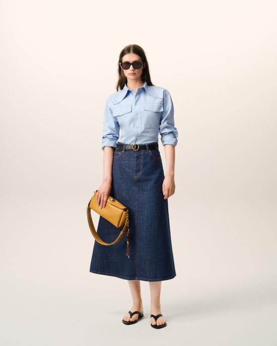 26SS 아미 코튼 롱 스커트 FSK467DE0122402 INDIGO DOM - AMI