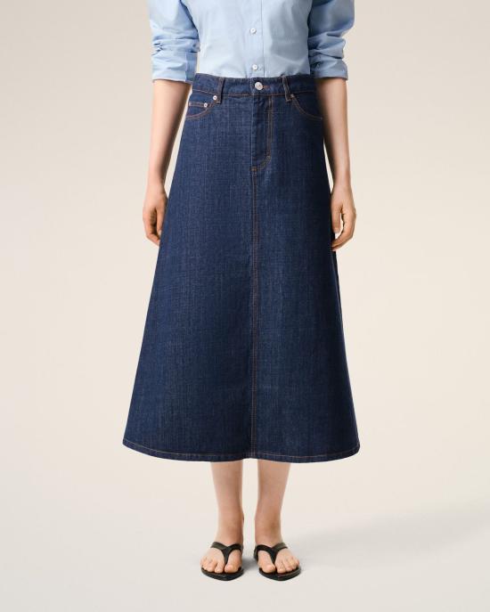 26SS 아미 코튼 롱 스커트 FSK467DE0122402 INDIGO DOM - AMI