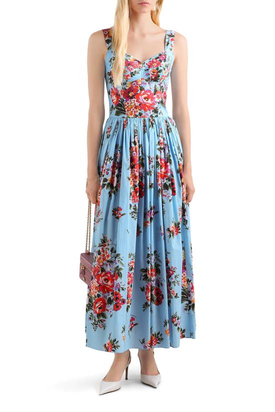 26SS 돌체앤가바나 미디 원피스 F6TTHTHS5UU HC5ZO Mazz fiori f celeste - DOLCE & GABBANA