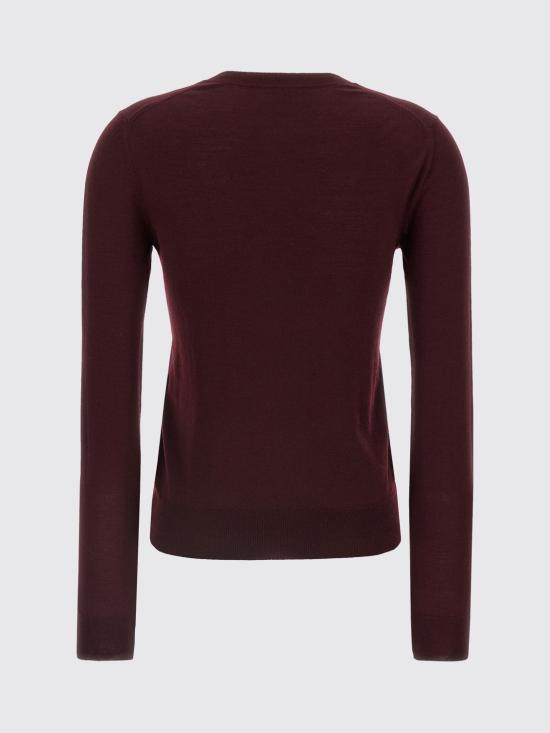 25FW 생로랑 플런지 브이넥 울 스웨터 839793Y76HF 6040 Burgundy - SAINT LAURENT