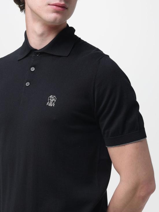 26SS 브루넬로 쿠치넬리 로고 경량 코튼 니트 폴로 셔츠 M29800195 CH101 Black - BRUNELLO CUCINELLI